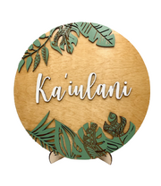 Tropical Leaves w/Tribal Engraving Name Sign